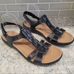 Clark's Laurieann Kay Dark Navy Blue Strappy Sandal 12 N